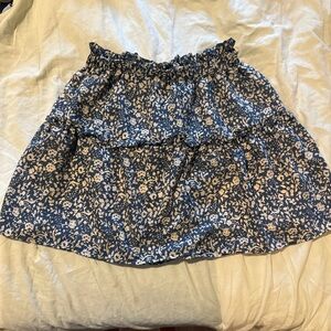 blue floral skirt